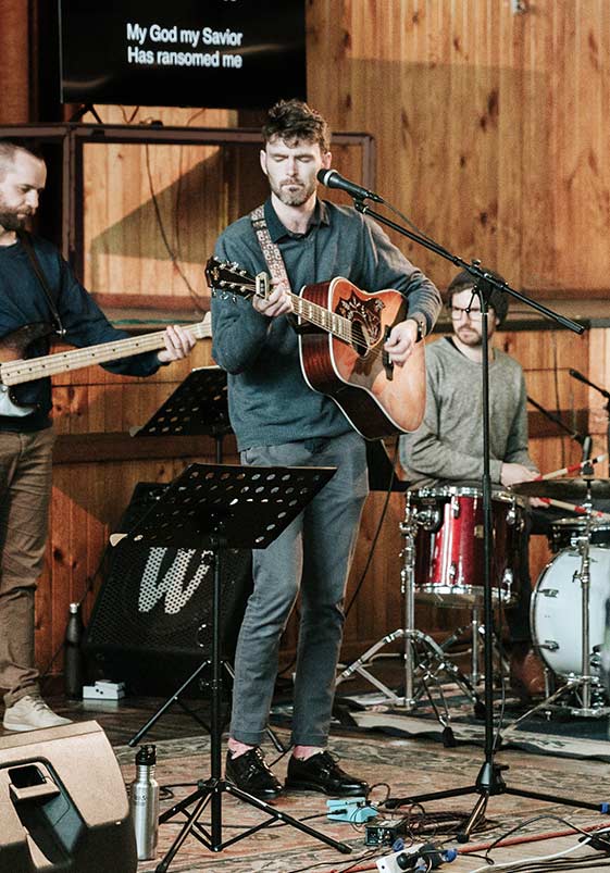 A band worshipping God with music at CityLight Church North Adelaide.